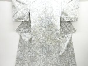未使用品　水車小屋模様織出し手織り紬着物